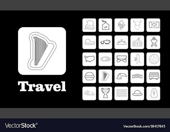 Travel line icons for web and mobile thin line vector image