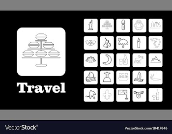 Travel line icons for web and mobile thin line vector image