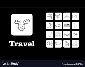 Travel line icons for web and mobile thin line vector image