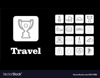 Travel line icons for web and mobile thin line vector image