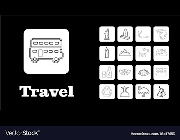 Travel line icons for web and mobile thin line vector image