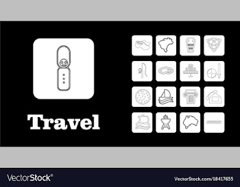 Travel line icons for web and mobile thin line vector image