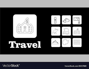 Travel line icons for web and mobile thin line vector image