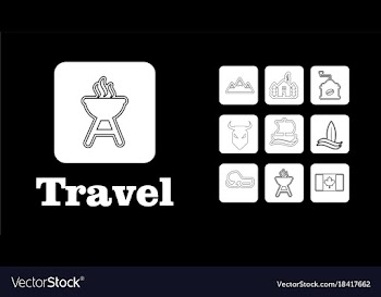 Travel line icons for web and mobile thin line vector image
