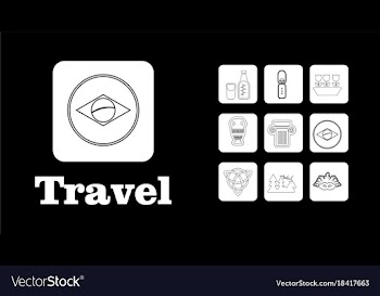 Travel line icons for web and mobile thin line vector image