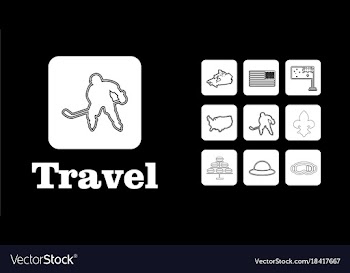 Travel line icons for web and mobile thin line vector image