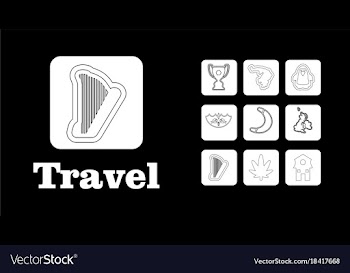 Travel line icons for web and mobile thin line vector image