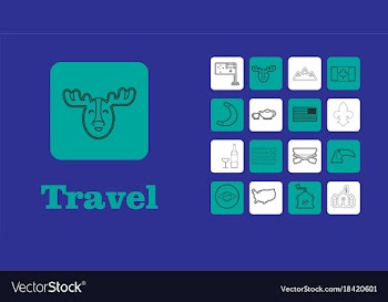 Travel line icons for web and mobile thin line vector image