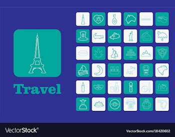 Travel line icons for web and mobile thin line vector image