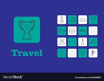 Travel line icons for web and mobile thin line vector image