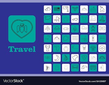 Travel line icons for web and mobile thin line vector image