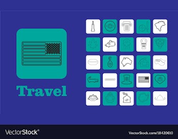 Travel line icons for web and mobile thin line vector image
