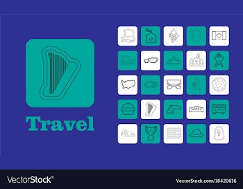 Travel line icons for web and mobile thin line vector image