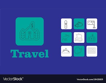 Travel line icons for web and mobile thin line vector image