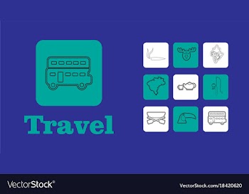Travel line icons for web and mobile thin line vector image