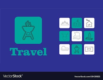 Travel line icons for web and mobile thin line vector image