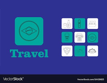 Travel line icons for web and mobile thin line vector image
