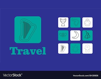 Travel line icons for web and mobile thin line vector image