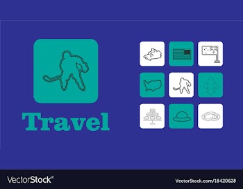 Travel line icons for web and mobile thin line vector image