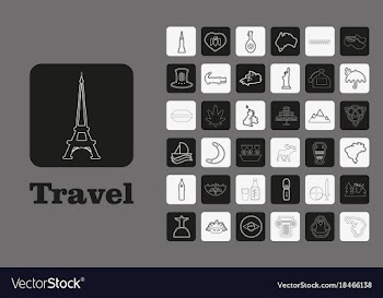 Travel line icons for web and mobile thin line vector image