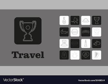 Travel line icons for web and mobile thin line vector image