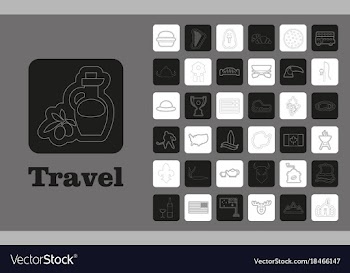 Travel line icons for web and mobile thin line vector image