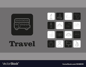 Travel line icons for web and mobile thin line vector image