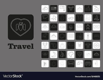 Travel line icons for web and mobile thin line vector image