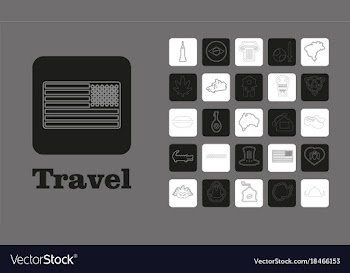 Travel line icons for web and mobile thin line vector image