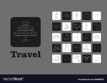 Travel line icons for web and mobile thin line vector image