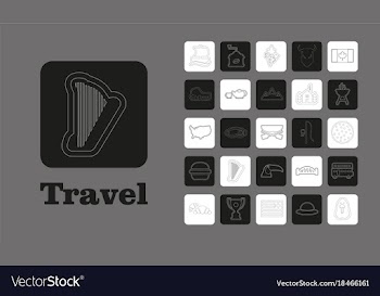 Travel line icons for web and mobile thin line vector image