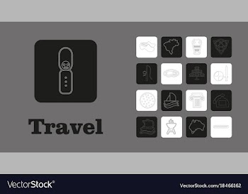 Travel line icons for web and mobile thin line vector image
