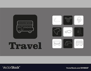 Travel line icons for web and mobile thin line vector image