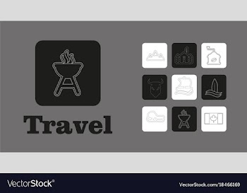 Travel line icons for web and mobile thin line vector image