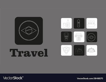 Travel line icons for web and mobile thin line vector image