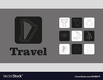 Travel line icons for web and mobile thin line vector image
