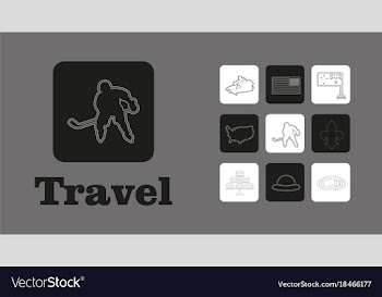 Travel line icons for web and mobile thin line vector image