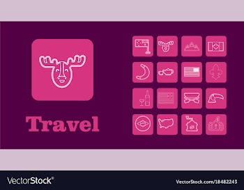 Travel line icons for web and mobile thin line vector image