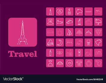 Travel line icons for web and mobile thin line vector image