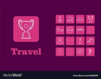Travel line icons for web and mobile thin line vector image