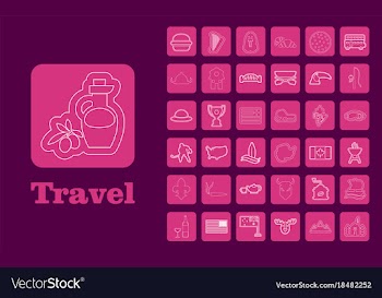 Travel line icons for web and mobile thin line vector image