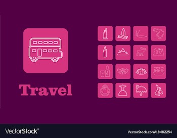 Travel line icons for web and mobile thin line vector image