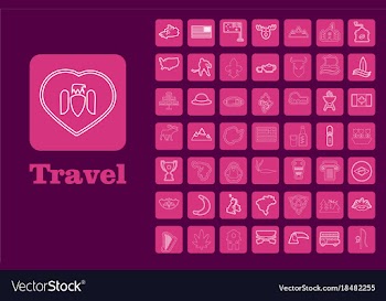 Travel line icons for web and mobile thin line vector image