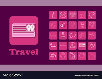 Travel line icons for web and mobile thin line vector image