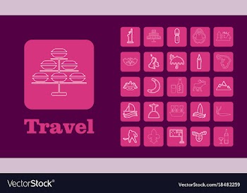 Travel line icons for web and mobile thin line vector image