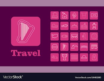 Travel line icons for web and mobile thin line vector image