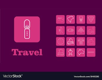 Travel line icons for web and mobile thin line vector image