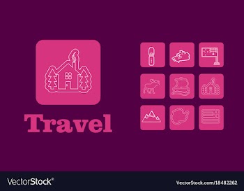 Travel line icons for web and mobile thin line vector image