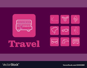 Travel line icons for web and mobile thin line vector image