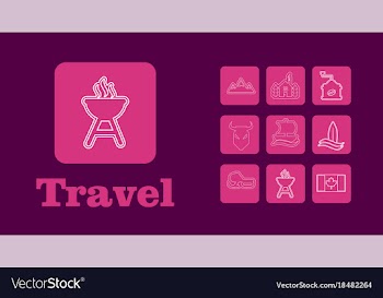 Travel line icons for web and mobile thin line vector image